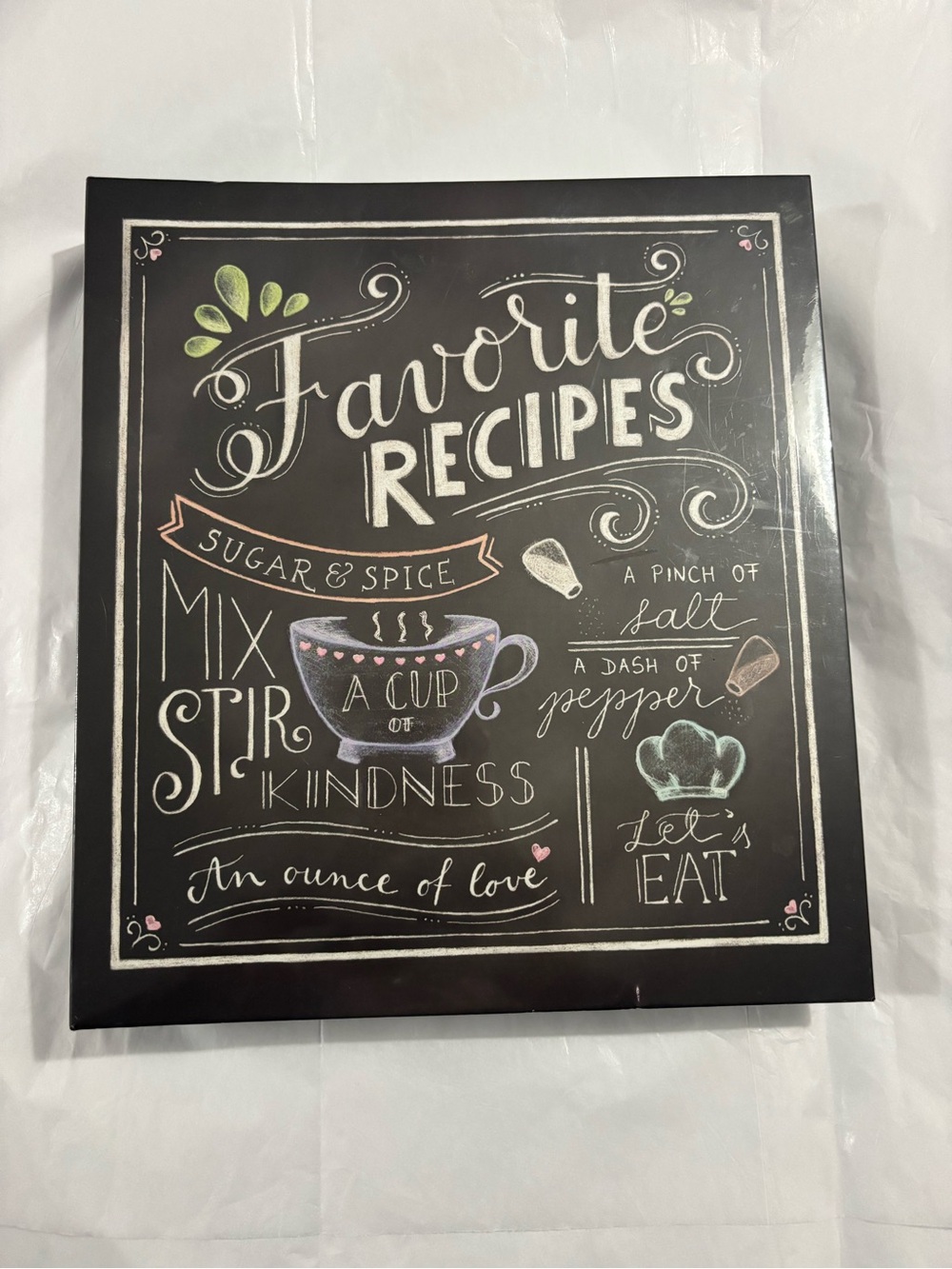 Favorite Recipes Cookbook Wall Art - Black Chalkboard Style